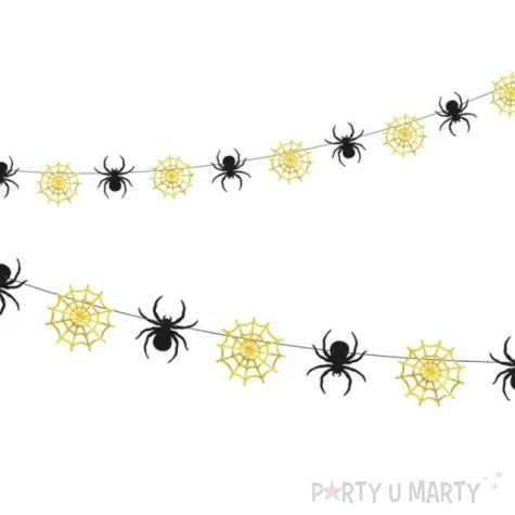 girlanda pajaki i pajeczyny czarno zlota partpal 250cm