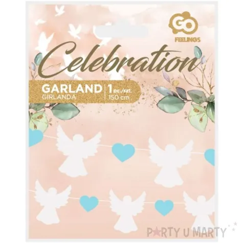 girlanda papierowa aniolki i serduszka niebieski godan 150 cm