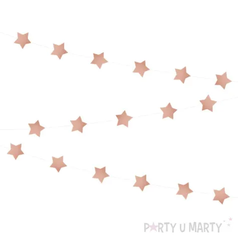 girlanda papierowa gwiazdy rozowe zloto partypal 250 cm