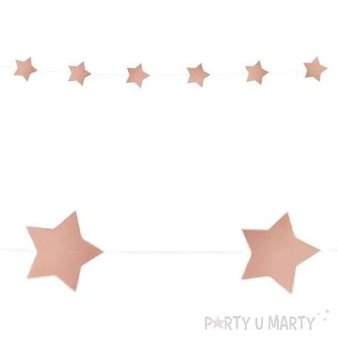 girlanda papierowa gwiazdy rozowe zloto partypal 250 cm