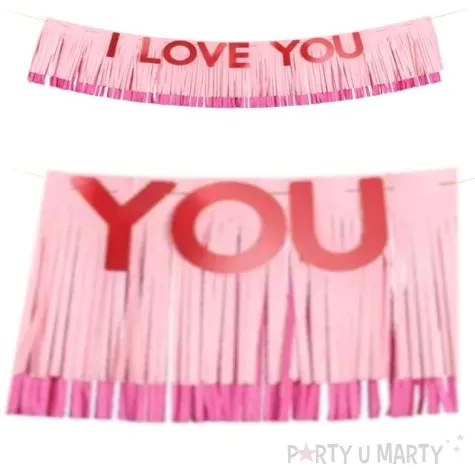 girlanda papierowa i love you rozowa partydeco 150 cm