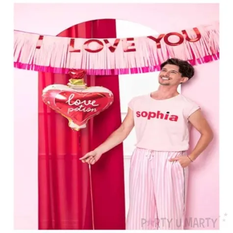 girlanda papierowa i love you rozowa partydeco 150 cm