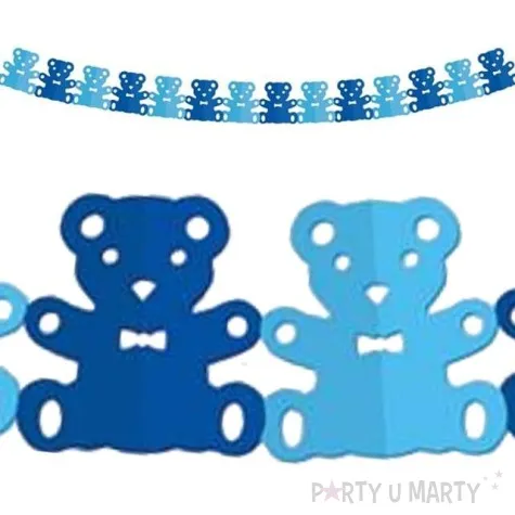 girlanda papierowa misie niebieska 360 cm