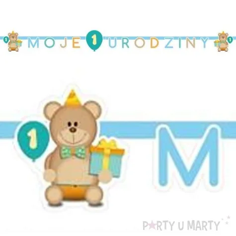 girlanda papierowa moje 1 urodziny niebieska 190 cm