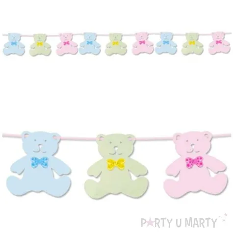 girlanda papierowa pastelowe misie mix 300 cm