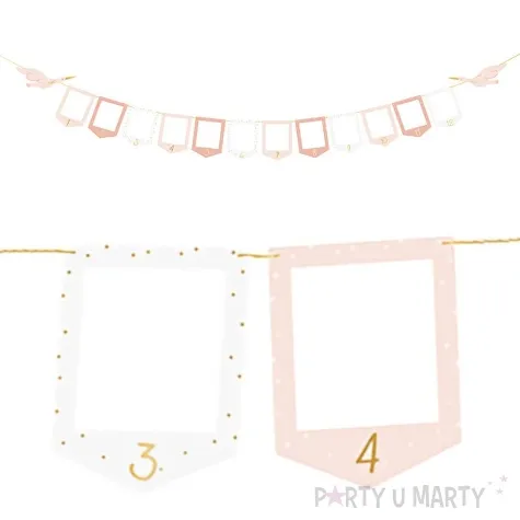 girlanda papierowa ramka na zdjecia bocian rozowa partydeco 300 cm