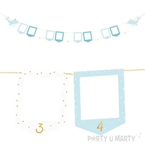 girlanda papierowa ramka na zdjecia wieloryb niebieska partydeco 300 cm
