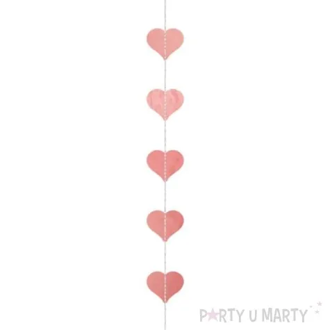 girlanda papierowa serca rozowa zlota partydeco 300 cm