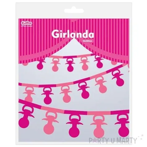 girlanda papierowa smoczki rozowa 360 cm