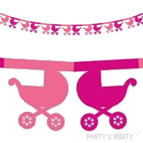 girlanda papierowa wozki rozowa 360 cm