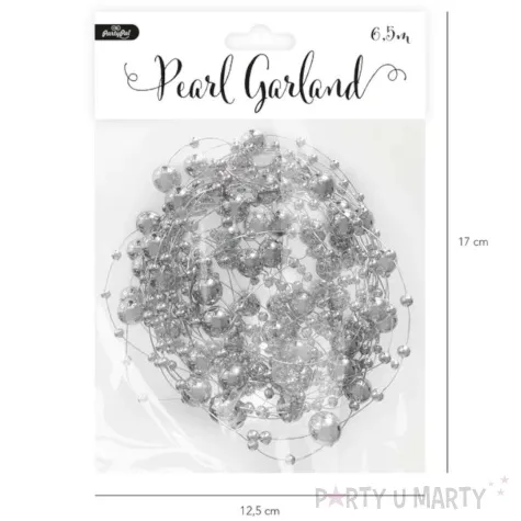 girlanda perly kuleczki srebrny partypal