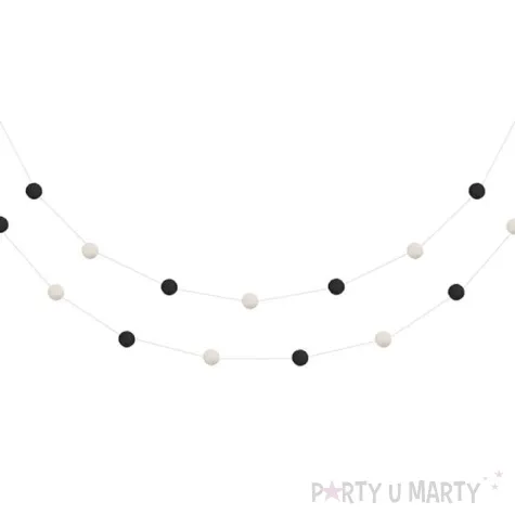 girlanda pomponikowa czarno biala 200 cm