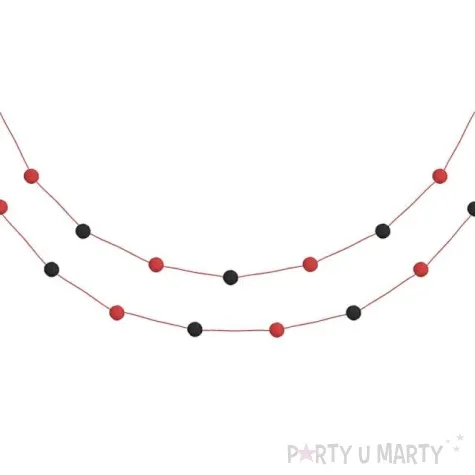 girlanda pomponikowa czarno czerwona 200 cm