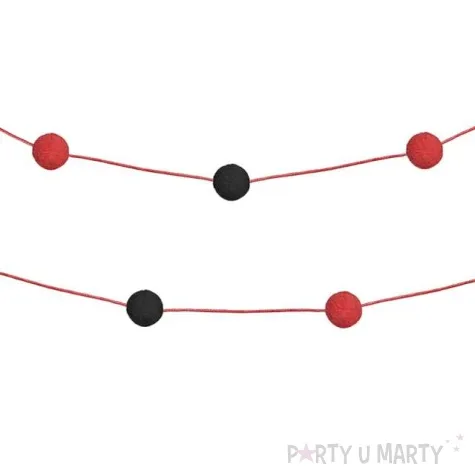 girlanda pomponikowa czarno czerwona 200 cm