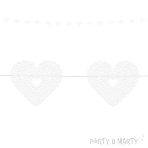 girlanda serca biala partydeco 1 8 m