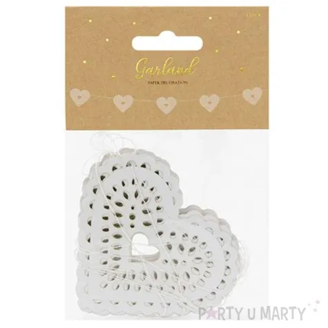 girlanda serca biala partydeco 1 8 m