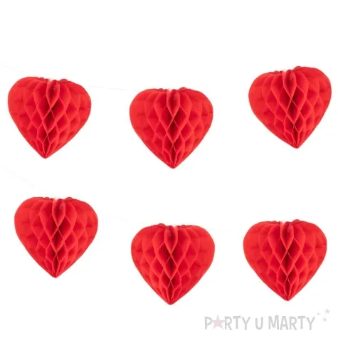 girlanda serca honeycomb czerwony partypal 1 5 m