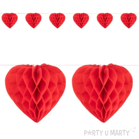 girlanda serca honeycomb czerwony partypal 1 5 m