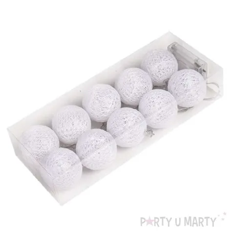 girlanda swietlna cotton balls led biale 10 szt