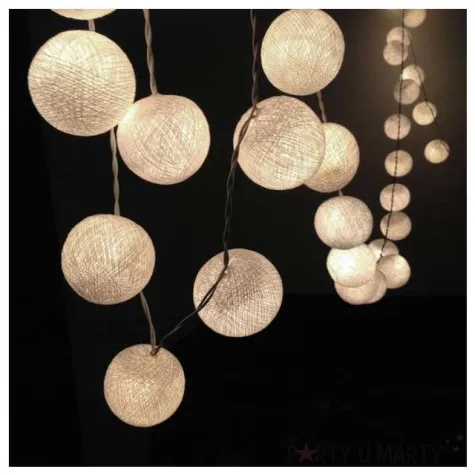 girlanda swietlna cotton balls led biale 10 szt