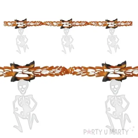 girlanda szkielety bialo pomaranczowa widmann 300 cm