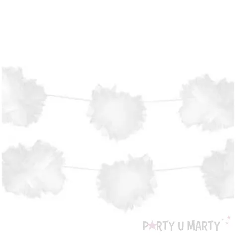 girlanda z bialych tiulowych pomponow 3 szt