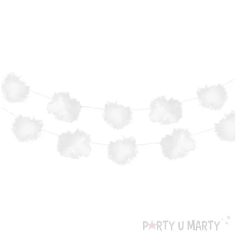 girlanda z bialych tiulowych pomponow 3 szt