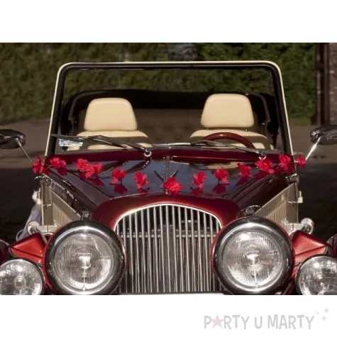 girlanda z czerwonych bibulowych kwiatow 3 szt