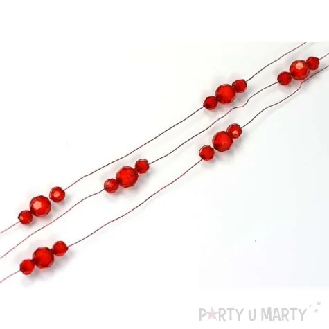 girlanda z koralikami bordowy dlugosc 180 cm 1 szt