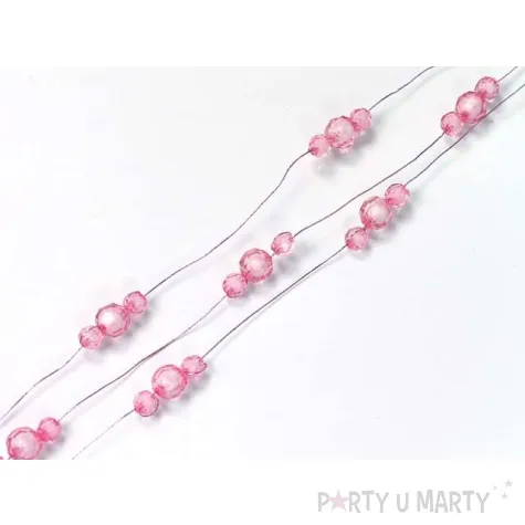 girlanda z koralikami rozowa dlugosc 180 cm 1 szt