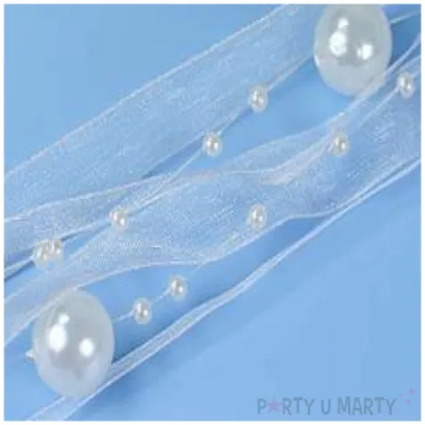 girlanda z perelkami i wstazka biala 120 cm 1 szt