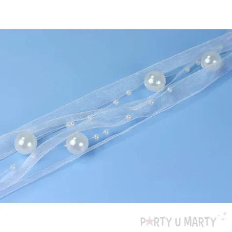girlanda z perelkami i wstazka biala 120 cm 1 szt