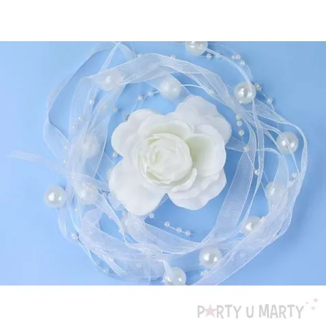 girlanda z perelkami i wstazka biala 120 cm 1 szt