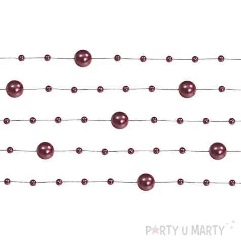 girlandy perlowe bordowe 1 3 m x 5 szt