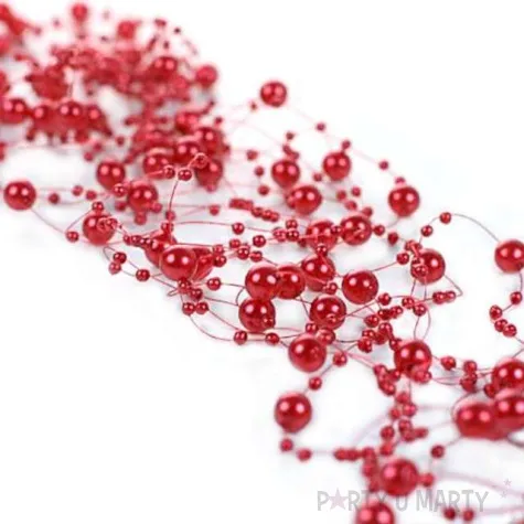 girlandy perlowe czerwone 1 3 m 5 szt