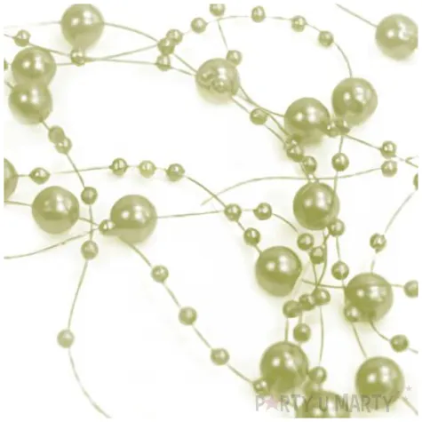girlandy perlowe oliwkowy jasny partydeco 130cm 5 szt