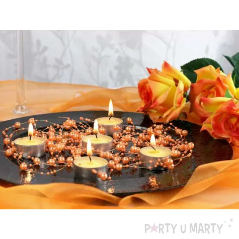 girlandy perlowe pomaranczowy partydeco 130cm 5 szt