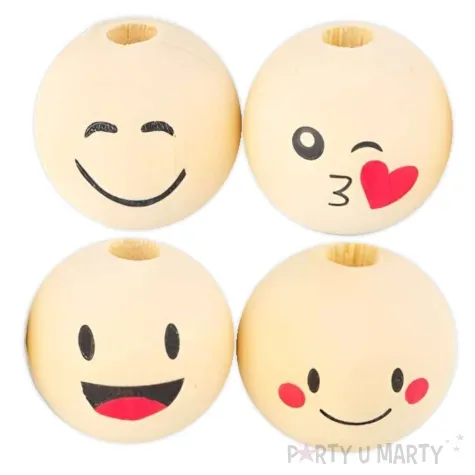 glowki drewniane emotki aliga 25mm 4 szt