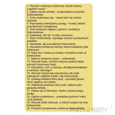 gra towarzyska zabawa na 30 urodziny zdrapki wyzwania karty prezent 8 6x5 4 cm 21 szt