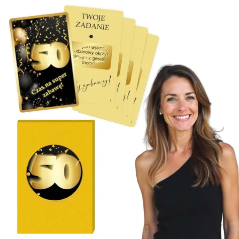 gra towarzyska zabawa na 50 urodziny zdrapki wyzwania karty prezent 8 6x5 4 cm 21 szt