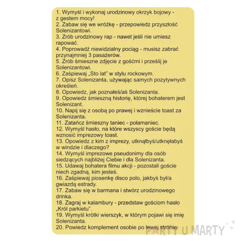 gra towarzyska zabawa na 90 urodziny zdrapki wyzwania karty prezent 8 6x5 4 cm 21 szt