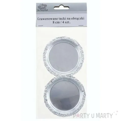 grawerowane tacki pod obraczki godan srebrny 8 x 8 cm 4 szt