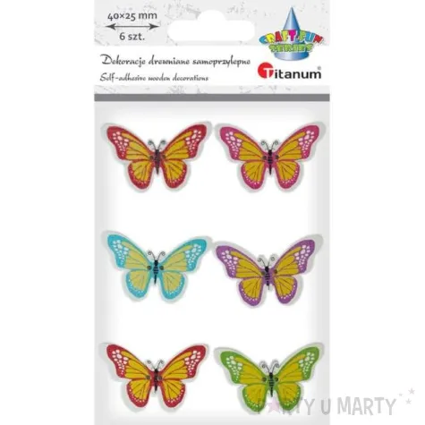 guziki drewniane motyle mix titanum 6 szt