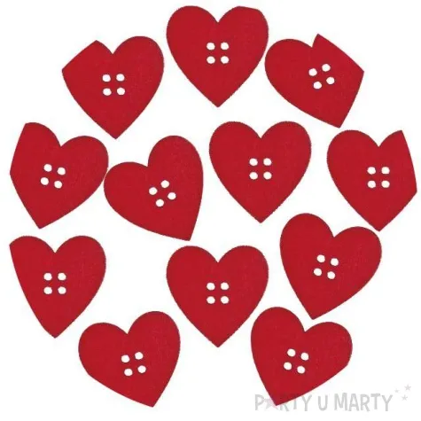 guziki kreatywne serca czerwone titanum 12 szt