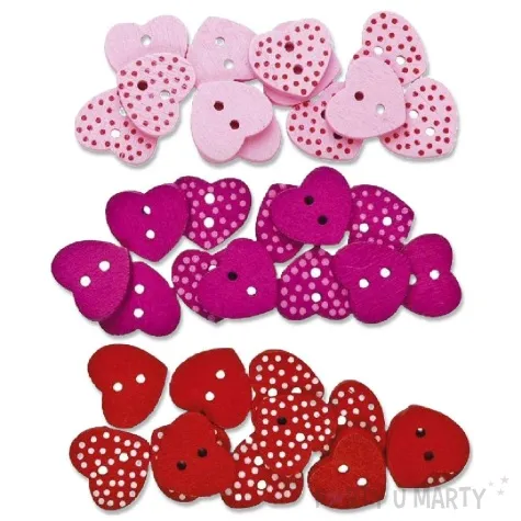 guziki serduszka drewniane rozowy titanum 36 szt