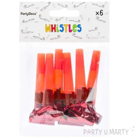 gwizdki classic czerwony 6szt partydeco