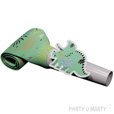 gwizdki papierowe dino zielony folat 24 cm 6 szt