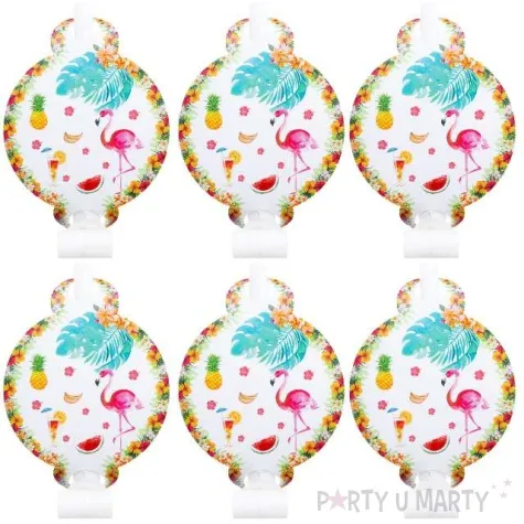 gwizdki papierowe flamingi hawajskie partypal 6 szt