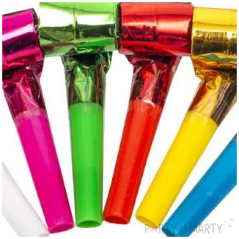 gwizdki papierowe holograficzne trabki mix kraszek 50 szt