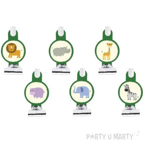 gwizdki papierowe safari zwierzeta congee 6 szt